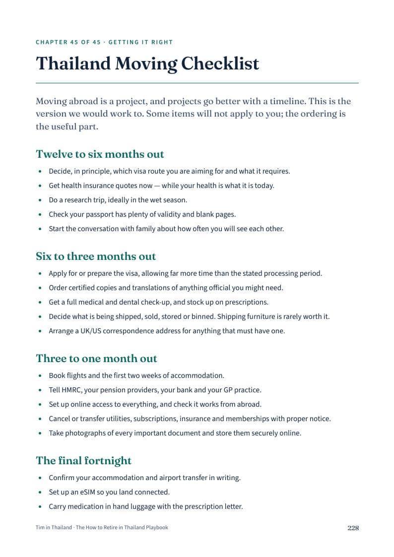 Playbook page: The moving checklist