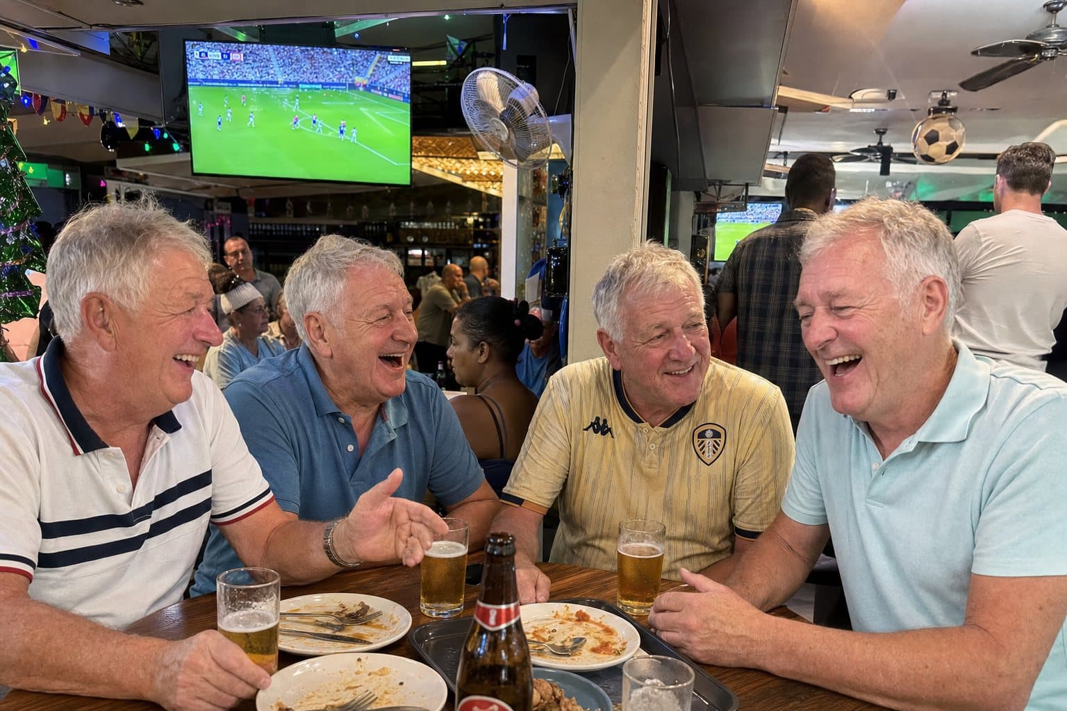 Tim with English mates at a sports bar in Pattaya