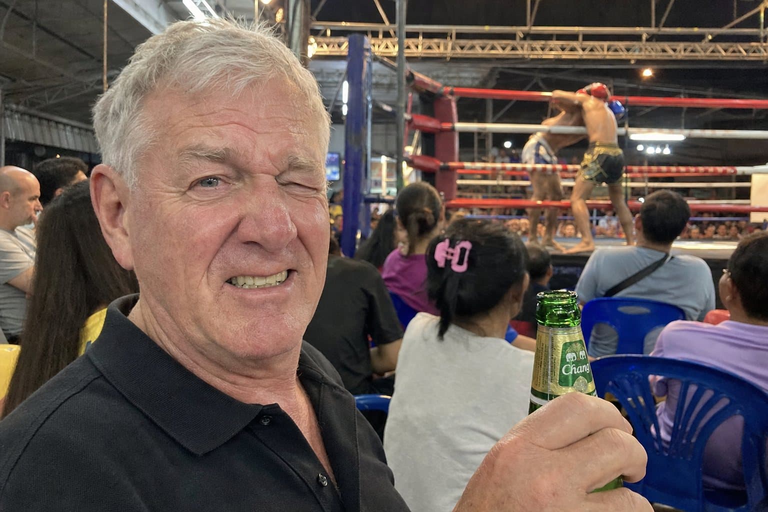 Tim ringside at a Muay Thai fight